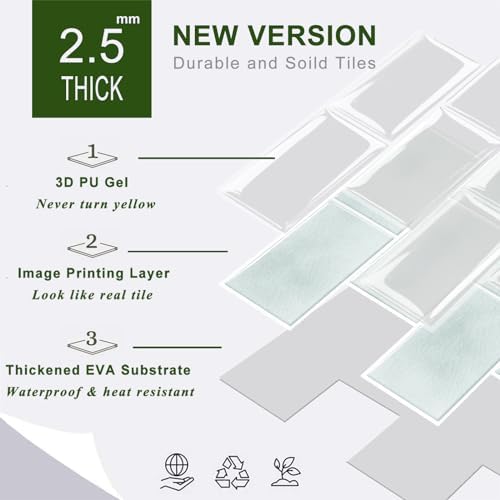 STICKGOO 10-Sheet Subway Tile Peel and Stick Backsplash, Self Adhesive Vinyl Wall Tiles, Stick on Backsplash for Kitchen and Bathroom(Thicker Design) - Image 6