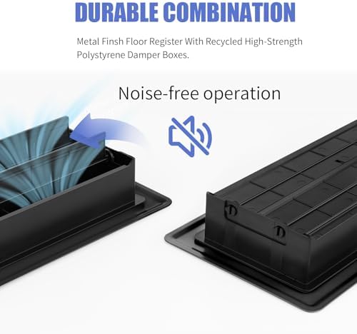 Floor Register 4x10, Floor Vent Covers for Home Floor, Sidewall, Heavy Duty Steel Walkable Floor Grates, Adjustable Air Vent Covers Rust Proof Finish, 4" x 10'' Floor Vent, 6 Pack, Black - Image 4