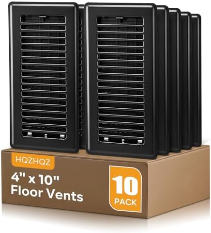 4 x10 Floor Registers, Floor Vent Covers 10 Pack, Heavy Duty Steel Walkable Vent Covers for Home Floor, Easy Adjust Air Supply Lever, for Sidewall and Floor, Black - Image 7