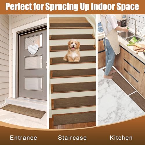 Stair Treads for Wooden Steps Indoor,8" X 30" (15 in Pack) Carpet Stair Treads for Wood Stairs, Machine Washable Stair Runners for Kids Elders and Pets,Brown - Image 5