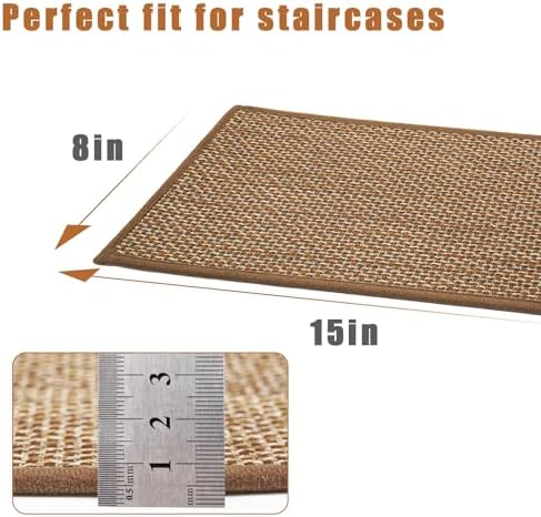 Stair Treads for Wooden Steps Indoor,8" X 30" (15 in Pack) Carpet Stair Treads for Wood Stairs, Machine Washable Stair Runners for Kids Elders and Pets,Brown - Image 7