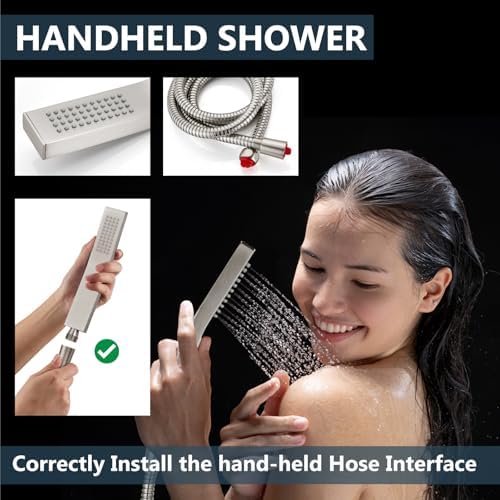 Aolemi Shower Faucet Set Rain Shower System with Handheld Spray Bathroom Shower Combo Rough-in Valve and Shower Trim Kit Included Brushed Nickel 8 Inch Wall Mount Shower Head - Image 4