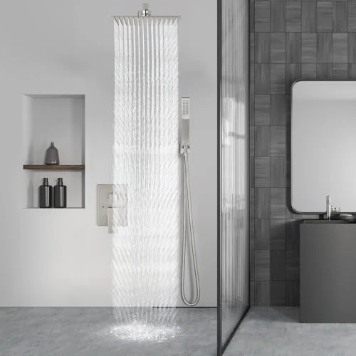Aolemi Shower Faucet Set Rain Shower System with Handheld Spray Bathroom Shower Combo Rough-in Valve and Shower Trim Kit Included Brushed Nickel 8 Inch Wall Mount Shower Head - Image 8