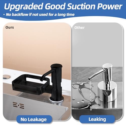 Soap Dispenser for Kitchen Sink, Built in Soap Dispenser Pump with Sponge Holder, Under Counter Black ABS Pump Head with 38" Extension Tube Kit, Good Suction Power (Black) - Image 5