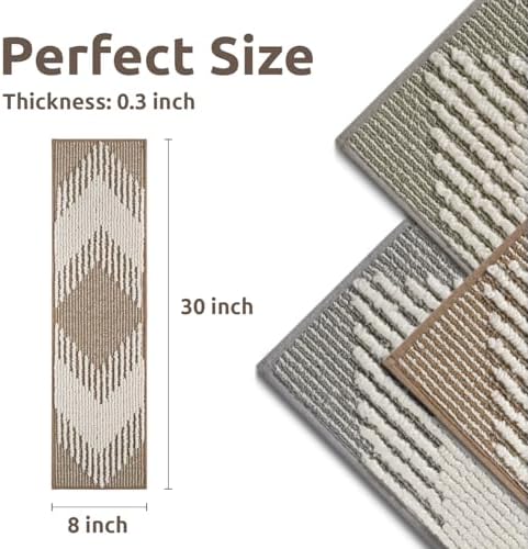 PADOOR 15PC Stair-Treads Non Slip, 3D Peel and Stick Stair Treads for Wooden Steps Indoor, Stair-Carpet Treads Washable Reusable Adhesive Stair-Runner Rugs for Kids and Dogs 8"x30" Brown - Image 2