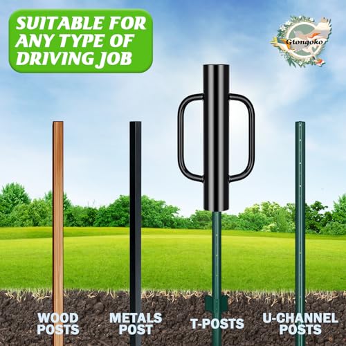 Gtongoko 8LB Fence Post Driver with Handles Heavy Duty T Post Driver Post Pounder for T-Posts, U Channel, Metal Post and Sign Post Pole Driver Tool, Black - Image 3