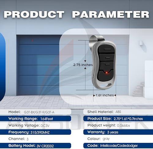 3-Pack Genie Garage Door Opener Remote Replacement, G3T-A/G3T-R/G3T-BX (1997-Current Models), Auto-Seek 315/390MHZ, 3-Year Warranty - Image 5