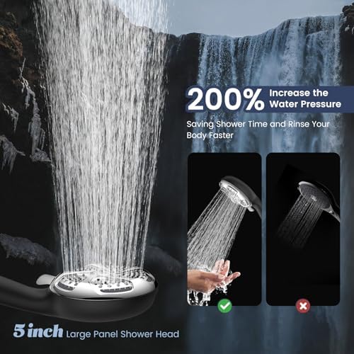 FEELSO Filtered Shower Head with Handheld, High Pressure 7-Spray Showerhead with Filters for Hard Water - Remove Chlorine, Reduce Dry Itchy Skin, Anti-clog Nozzles, Power Wash to Clean Tub, Tile & Pet - Image 2