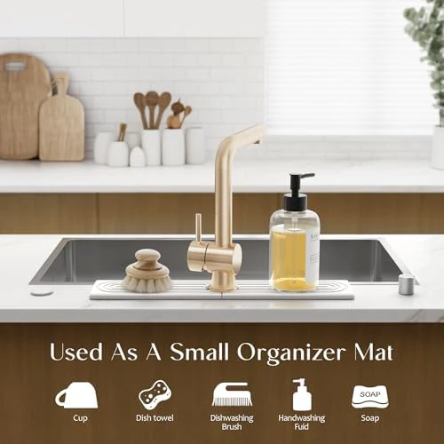 Diatomite Sink Protector for Kitchen Sink - 20 Inch Durable Sink Faucet Mat Splash Guard, Super Absorbent Sponge Holder for Kitchen Sink Accessories Gadgets [Light Grey, 20'' x 3.9''] - Image 5