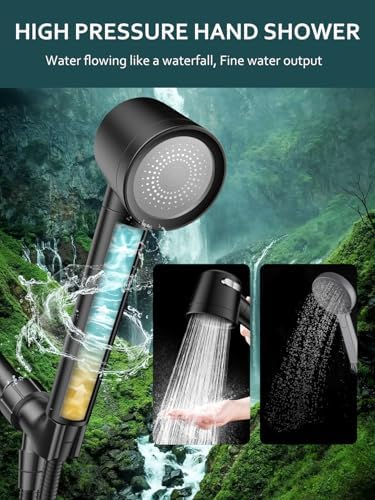 Filtered Shower Head with Handheld, High Pressure Shower Heads 3 Modes, Showerhead with Filters for Hard Water Detachable Shower Head 60" Hose, Bracket Remove Chlorine - Image 2