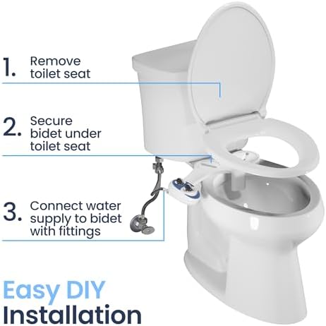 LUXE Bidet NEO 185 - Self-Cleaning, Dual Nozzle, Non-Electric Bidet Attachment for Toilet Seat, Adjustable Water Pressure, Rear and Feminine Wash (Gold) - Image 7