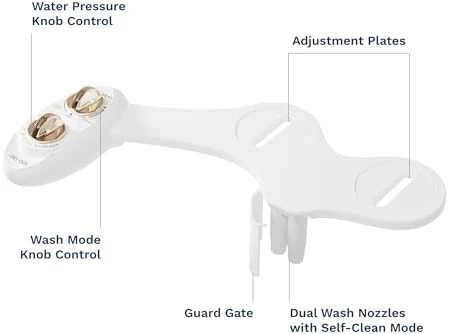 LUXE Bidet NEO 185 - Self-Cleaning, Dual Nozzle, Non-Electric Bidet Attachment for Toilet Seat, Adjustable Water Pressure, Rear and Feminine Wash (Gold) - Image 8