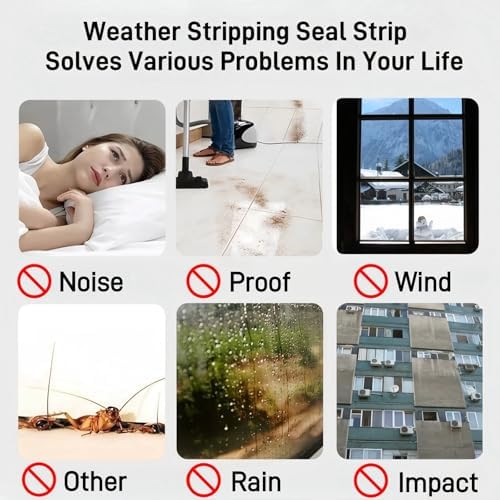 33 Ft Self-Adhesive Weather Stripping Door Seal Strip for Door Window, 0.35" Wide x 0.35" Thick, Gray - Image 5
