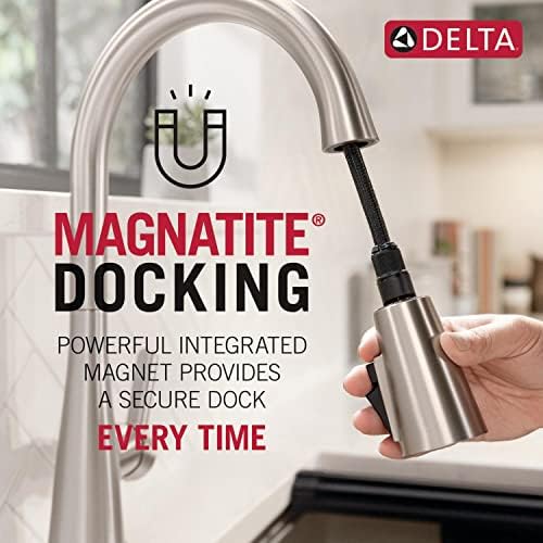 Delta Nicoli Chrome Kitchen Faucet with Pull Down Sprayer, Modern Single Hole Kitchen Sink Faucet, Single Handle, Chrome 19867LF - Image 3
