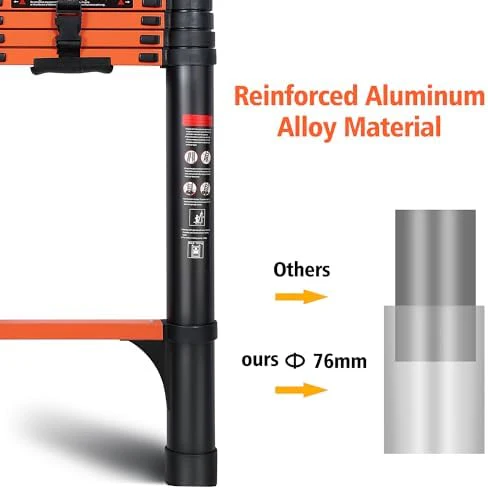 20.3FT Telescoping Ladder, Portable Extension Folding Ladder, Multi-Purpose Compact Telescopic Ladder for Household or Outdoor Work, 330lbs Max Capacity - Image 2