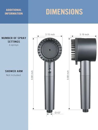 Cobbe Filtered Shower Head with Handheld, High Pressure 5-mode Showerhead with Filters, Built-in Power Wash for Hard Water - Remove Chlorine - Reduces Dry Itchy Skin, Gray - Image 7