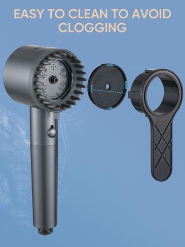Cobbe Filtered Shower Head with Handheld, High Pressure 5-mode Showerhead with Filters, Built-in Power Wash for Hard Water - Remove Chlorine - Reduces Dry Itchy Skin, Gray - Image 8