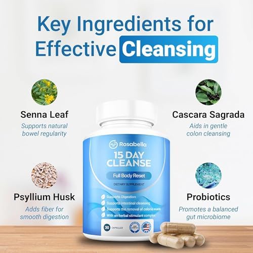 Rosabella 15 Day Cleanse – Full Body Detox & Colon Cleanse for Men & Women – Gut Cleanse Detox Pills for Digestive Health & Bloating Relief – Doctor-Formulated, Non-GMO, 30 Vegan Capsules - Image 2
