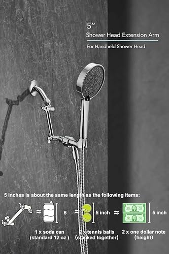 5 Inch Adjustable Shower Head Extension Arm With Locking Set Screw, Singing Rain Brass Chrome Angle Height Adjustable, Easy To Install, G1/2 Universal Connector Compatible (Chrome Finish) - Image 4
