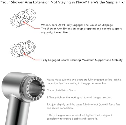 5 Inch Adjustable Shower Head Extension Arm With Locking Set Screw, Singing Rain Brass Chrome Angle Height Adjustable, Easy To Install, G1/2 Universal Connector Compatible (Chrome Finish) - Image 7