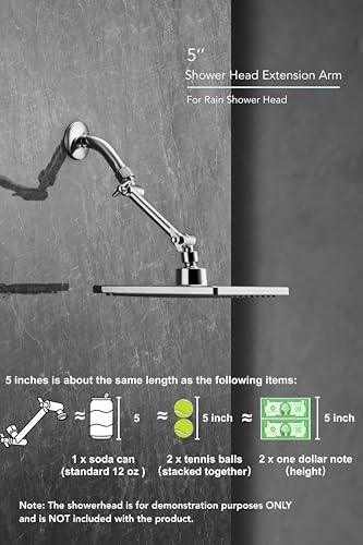 5 Inch Adjustable Shower Head Extension Arm With Locking Set Screw, Singing Rain Brass Chrome Angle Height Adjustable, Easy To Install, G1/2 Universal Connector Compatible (Chrome Finish) - Image 8