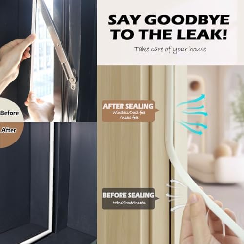 Weather Stripping Door Seal - Self Adhesive Weather Strip Silicone D Shaped Seal Strip for Door Frame/Window Seal (40FT White 3/8" W × 1/4" T) - Image 5
