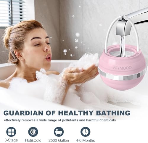 Bath Water Filter for Tub Faucet - 8 Stages Bathtub Water Filter Reduces Contaminants for Softer, Smoother Skin - 2,500 Gallons of Filtration, BPA Free (Pink) - Image 3