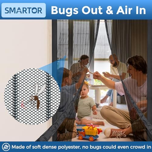 Smartor Magnetic Screen Door Magnetic Closure Fits 36"x80" Doors |Polyester - Retractable Screen Door Mesh| Self Sealing|Hands Free |Keeps Bugs Out|Pet and Kid Friendly-39 Inch x 82 Inch - Image 3