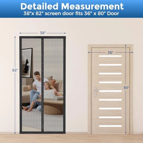 Smartor Magnetic Screen Door Magnetic Closure Fits 36"x80" Doors |Polyester - Retractable Screen Door Mesh| Self Sealing|Hands Free |Keeps Bugs Out|Pet and Kid Friendly-39 Inch x 82 Inch - Image 8