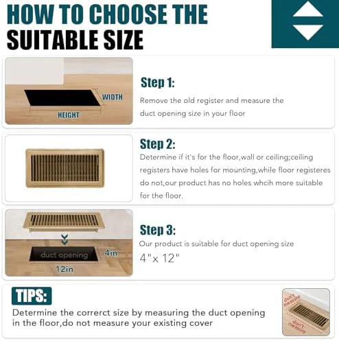 VOISEN Floor Register 4x12, 4 Pack Floor Vent Covers, Steel Adjustable Air Supply Grille Register Vent Cover Grill for Sidewall and Floor, Vent Covers for Home Floor,Brown - Image 3