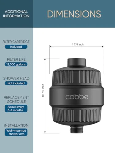 Cobbe High Output Shower Filter for Hard Water - 2 Replaceable Cartridges - Removing Chlorine and Harmful Substance, and Dramatically Improves The Condition of Your Skin, Hair and Nails - Matte Black - Image 6