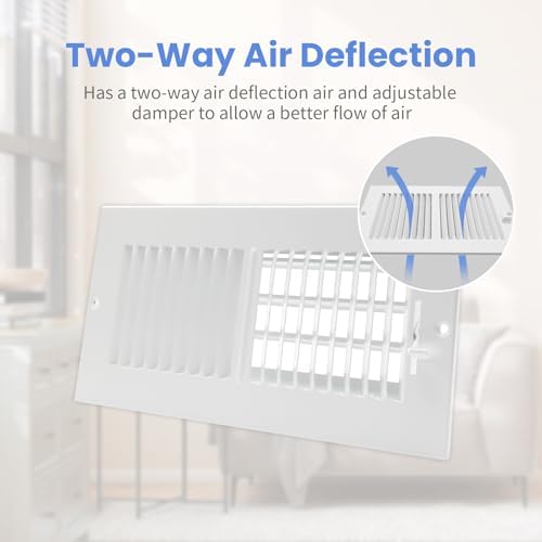 10 x 4 Inch [Duct Opening] Air Vent Covers for Wall or Ceiling - High Airflow 2 Way Steel Ventilation - Adjustable Wall/Ceiling Register, 11-3/4 Inch x 5-3/4 Inch [Overall Dimensions] - Image 4