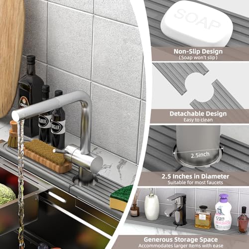 Faucet Mat for Kitchen Sink - Super Absorbent Diatomite Fast Drying Stone, Quick Drying Splash Guard,Prevents Moisture Buildup Sink, Durable Protector for Kitchen,Bathroom Counter - Image 4