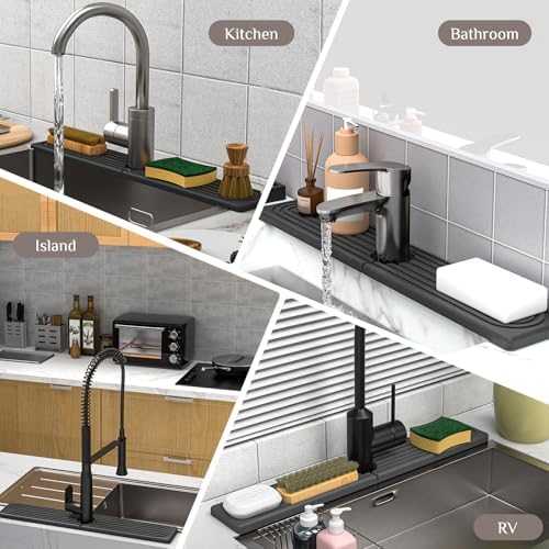 Faucet Mat for Kitchen Sink - Super Absorbent Diatomite Fast Drying Stone, Quick Drying Splash Guard,Prevents Moisture Buildup Sink, Durable Protector for Kitchen,Bathroom Counter - Image 7