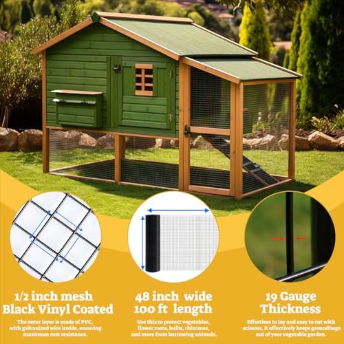 HORCH Black Hardware Cloth 1/2 inch 48x100 19-Gauge, Vinyl Coated Wire Mesh Roll, Chicken Wire Mesh, Tree Guard, Gopher Wire, Rodent Mesh, Chicken Wire Fencing, Garden Fence - Image 4