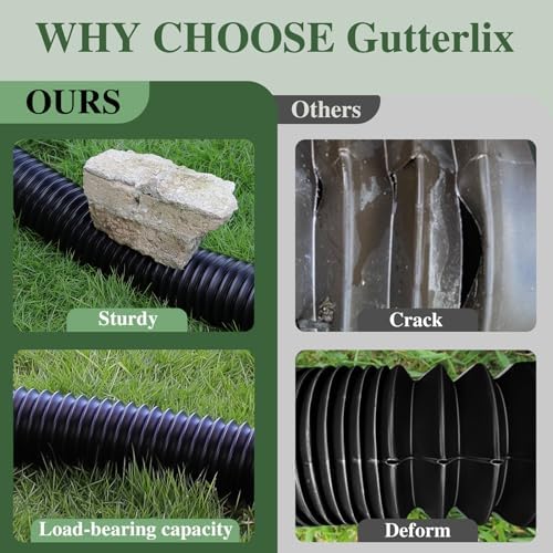 4 Pack Flexible Gutter Downspout Extensions Extendable from 21" to 67", Downspout Extender Comes with Adapters, Thickened Down spout Drain Extension for Rainwater Drainage(Black) - Image 2