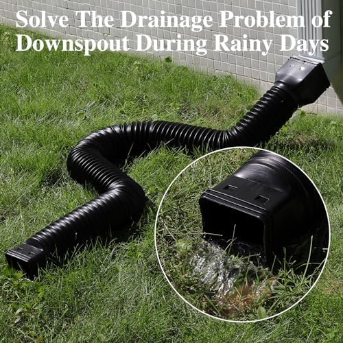 4 Pack Flexible Gutter Downspout Extensions Extendable from 21" to 67", Downspout Extender Comes with Adapters, Thickened Down spout Drain Extension for Rainwater Drainage(Black) - Image 5