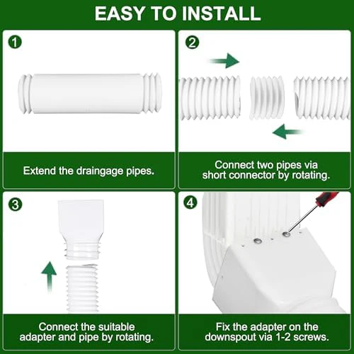 2 Pack Rain Gutter Downspout Extensions, Upgraded Flexible Drain Downspout Extender, Rainwater Drainage Diverter with Mini Connector, Extendable from 20 to 127 Inches - Image 5