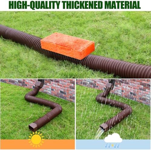 2 Pack Rain Gutter Downspout Extensions, Upgraded Flexible Drain Downspout Extender, Rainwater Drainage Diverter with Mini Connector, Extendable from 20 to 127 Inches - Image 3