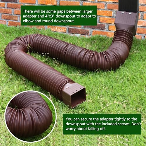 2 Pack Rain Gutter Downspout Extensions, Upgraded Flexible Drain Downspout Extender, Rainwater Drainage Diverter with Mini Connector, Extendable from 20 to 127 Inches - Image 6
