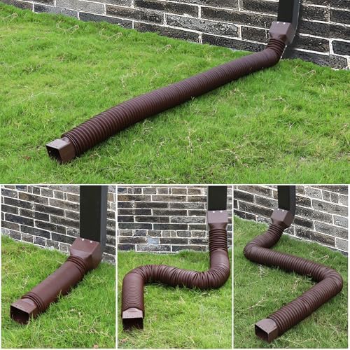 2 Pack Rain Gutter Downspout Extensions, Upgraded Flexible Drain Downspout Extender, Rainwater Drainage Diverter with Mini Connector, Extendable from 20 to 127 Inches - Image 7