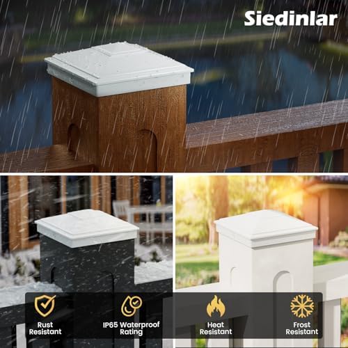 SIEDiNLAR 4x4 Pyramid Post Caps Waterproof Outdoor 4x4 Post Cover, Fits 4x4 3.5x3.5 Vinyl Wood Posts for Fence Deck Mailbox Patio (White, 24 Pack) - Image 5