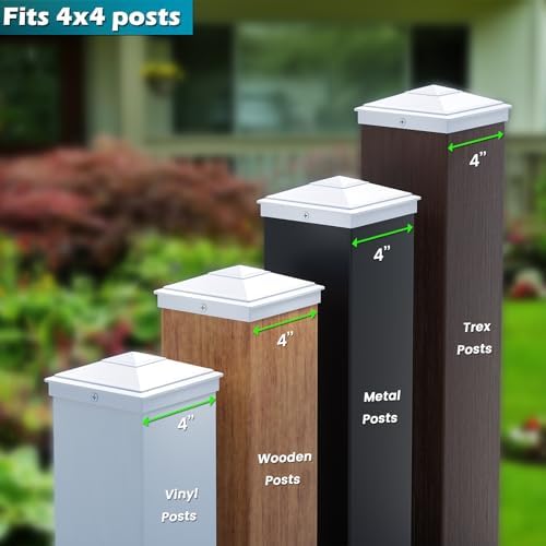 SIEDiNLAR 4x4 Pyramid Post Caps Waterproof Outdoor 4x4 Post Cover, Fits 4x4 3.5x3.5 Vinyl Wood Posts for Fence Deck Mailbox Patio (White, 24 Pack) - Image 6