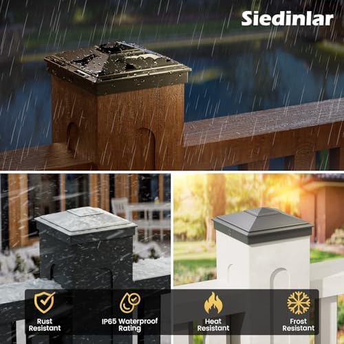 SIEDiNLAR 4x4 Pyramid Post Caps Waterproof Outdoor 4x4 Post Cover, Fits 3.5x3.5 4x4 Wood Vinyl Posts for Fence Deck Mailbox Patio (Black, 24 Pack) - Image 5