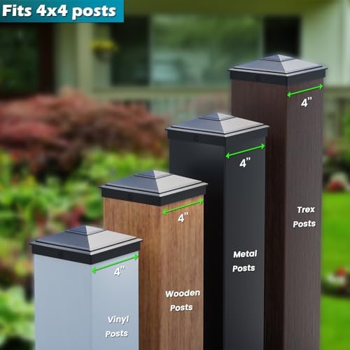 SIEDiNLAR 4x4 Pyramid Post Caps Waterproof Outdoor 4x4 Post Cover, Fits 3.5x3.5 4x4 Wood Vinyl Posts for Fence Deck Mailbox Patio (Black, 12 Pack) - Image 6