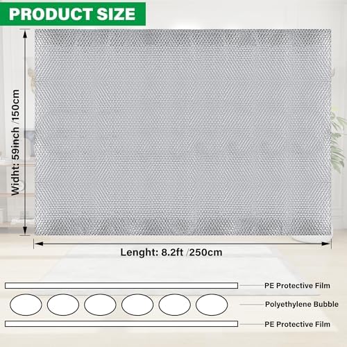 winemana Window Insulation Roll, 59IN x 8FT Reflective Heat Shield Bubble Film, Double-Sided Aluminum Foil Insulation, Weatherproof Garage Door Cover for Windows, RV, Basement, Winter & Summer - Image 3