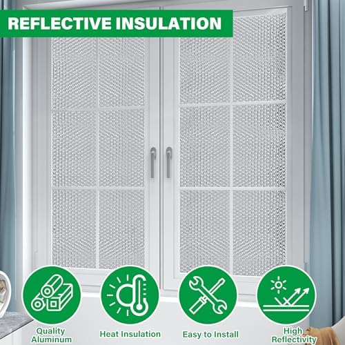 winemana Window Insulation Roll, 59IN x 8FT Reflective Heat Shield Bubble Film, Double-Sided Aluminum Foil Insulation, Weatherproof Garage Door Cover for Windows, RV, Basement, Winter & Summer - Image 7