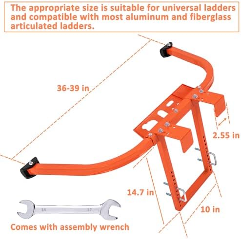 Ladder Stabilizer, Thickened Heavy Duty Steel Ladder Stabilizer with Wing Span/Wall Extension Accessory, Secure and Stable Ladder Standoff Arms for Roof Gutter with Anti-Slip Rubber Feet & Tool Tray - Image 5
