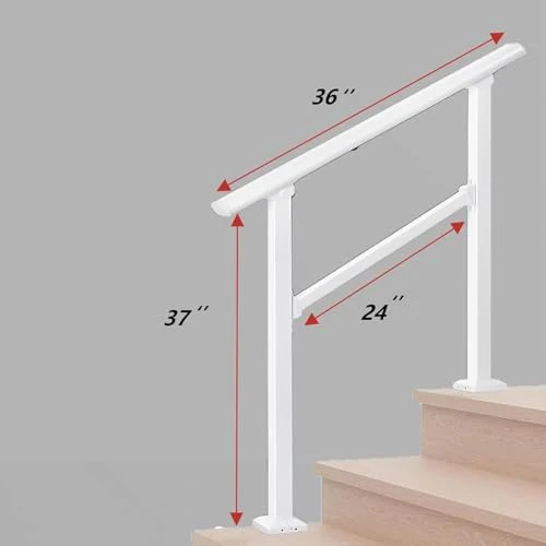 Hand Rails for Outdoor Steps,3 Step Stair Handrail & Indoor Stair Railing Kit,Metty Metal Railings for Outdoor Steps and Hand Rails for Seniors for Porch Railing - Image 2