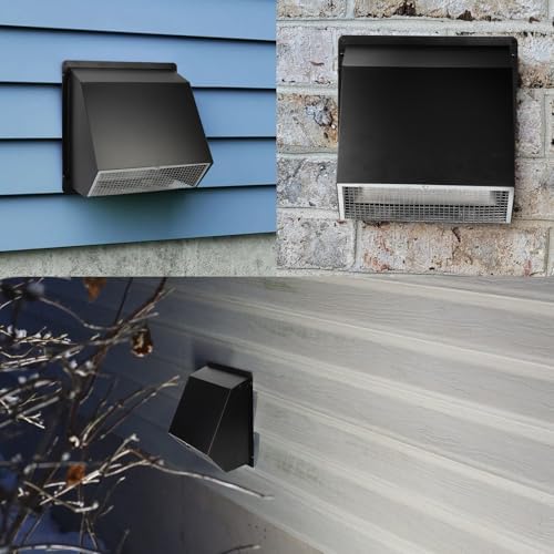 6 Inch Wall Vent Hood,Exterior Wall Exhaust Vent Cover,Dryer Vent Cover Outside with Screen and Damper,External Extractor Wall Vent Cap for Range Hood Kitchen Outdoor Air Vent,Galvanized Steel,Black - Image 8